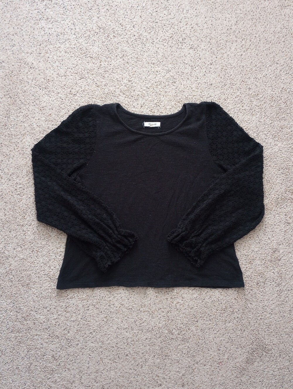 Madewell Black Eyelit Puff Sleeves Medium